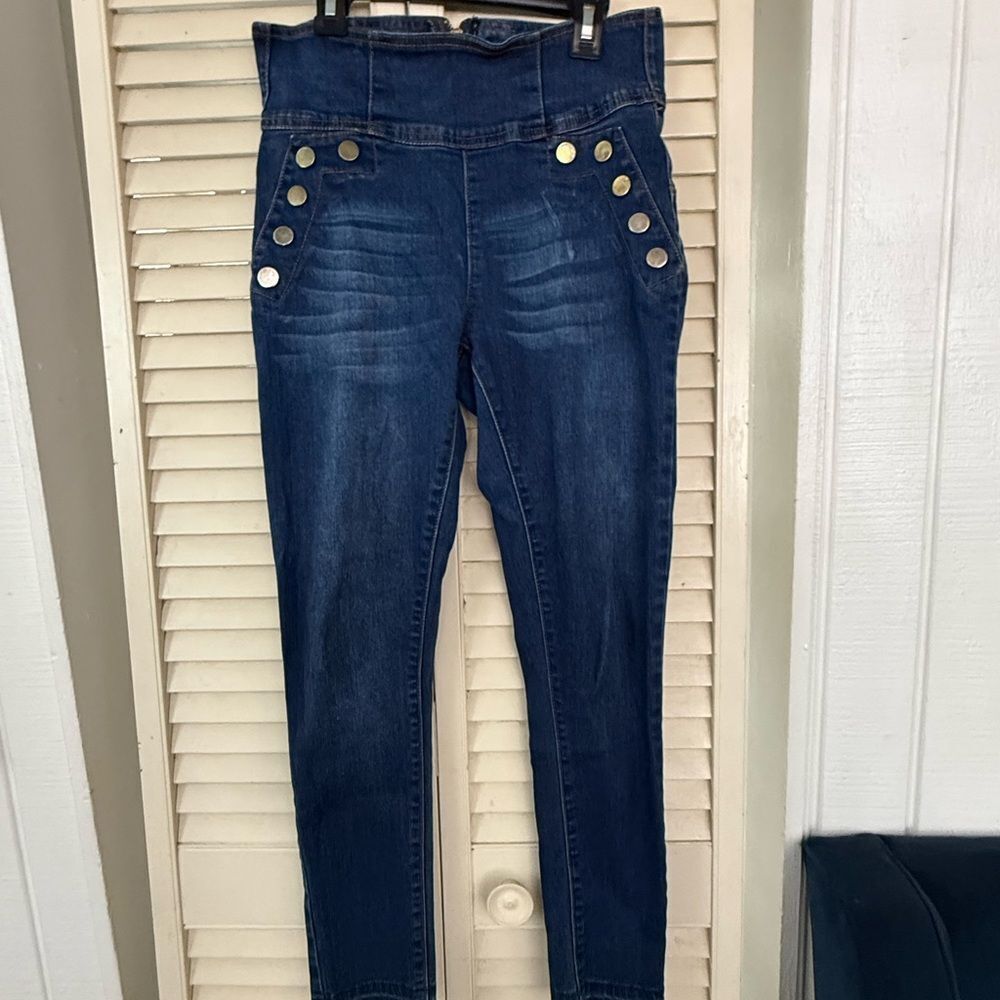 Indigo High Rise Blue Jeans with Nautical Flair